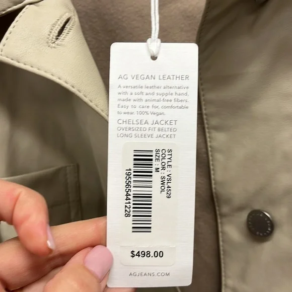 AG Jeans Vegan Leather Chelsea Jacket M in Tan SWOL